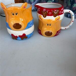 Reindeer Themed Ceramic "Cream and Sugar" Set